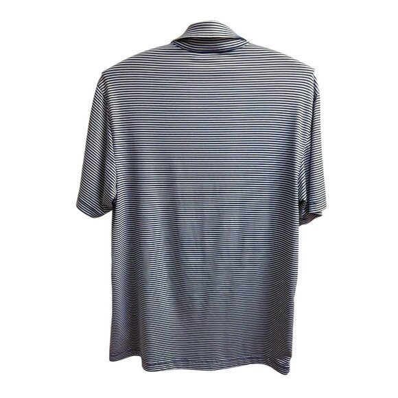 Rorie Whelan Golf Navy Blue Striped Performance Short Sleeve Polo - Picture 5 of 7